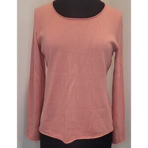 Eileen Fisher Scoop Neck Sweater – Lightweight Silk-Cashmere Blend – M – Orange